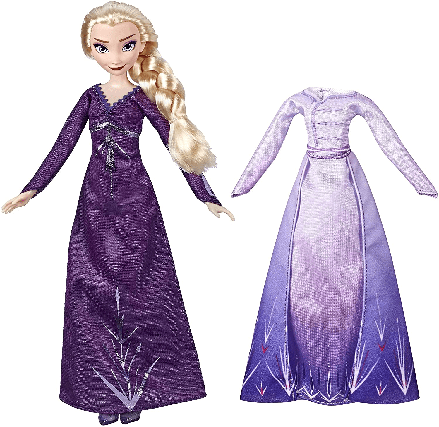 Disney Frozen Arendelle Fashions Elsa Fashion Doll, 2 Outfits, Purple Nightgown and Dress Inspired by Disney's Frozen 2