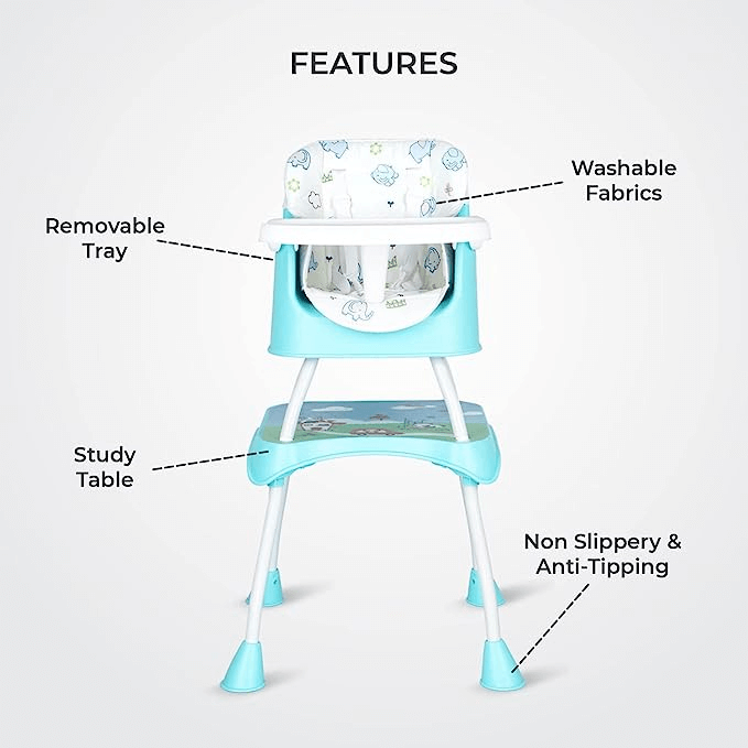 R For Rabbit 4 in 1 Cherry Berry Grand High Chair - Convertible, Removable Tray, Non Slippery-Anti Tipping