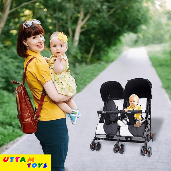 R For Rabbit Ginny and Johnny Stroller - Compact Fold, Dual Basket, Multi-Postion Recline Seat, Rear Brake