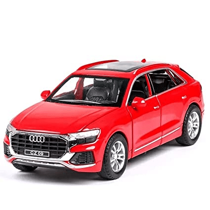 Uttam Toys PLUSPOINT Diecast Audi Q8 Toy Car Scale Model,Pull Back Vehicles Alloy Simulation Supercar with Lights and Sound Also for Car Dashboard,Kids,Adult (Audi-Q8-Red)