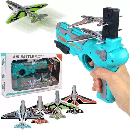 Airplane Launcher Gun One-Click Ejection Model 4 Foam Air crafts Shooting Guns & Darts (Multicolor)