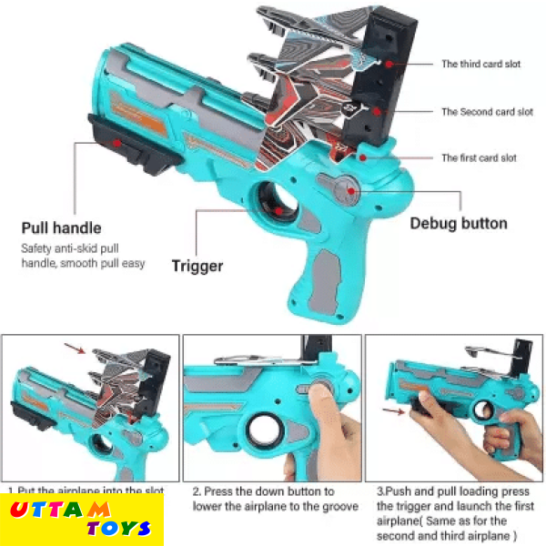 Airplane Launcher Gun One-Click Ejection Model 4 Foam Air crafts Shooting Guns & Darts (Multicolor)