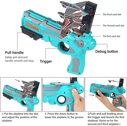 Airplane Launcher Gun One-Click Ejection Model 4 Foam Air crafts Shooting Guns & Darts (Multicolor)