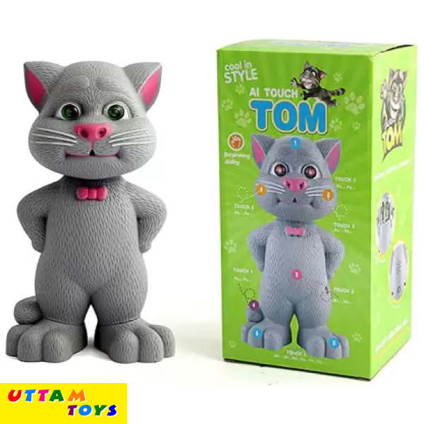 Talking Tom with AI touch sensitive and recording for kids (Grey)