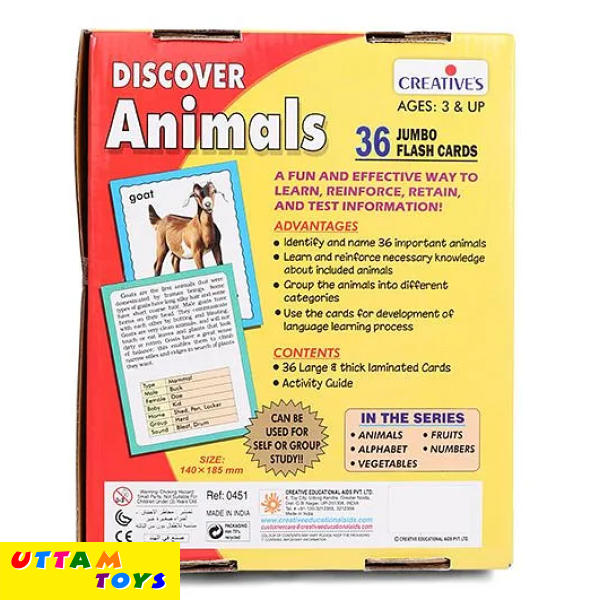 Creative Discover Animals Flash Cards - 36 Cards