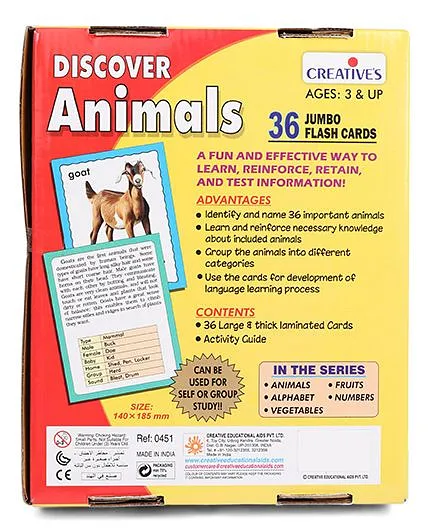 Creative Discover Animals Flash Cards - 36 Cards