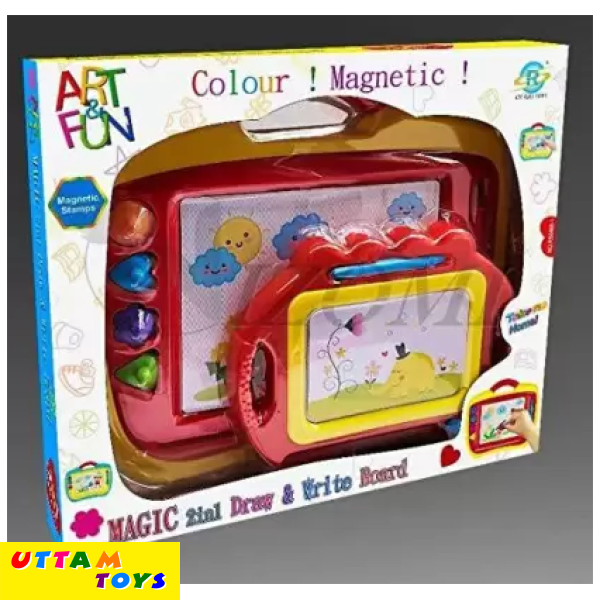 Art Fun Magic 2 in 1 Draw & Write Board Easy Fun Colorful Kids Drawing Writing Board with Bracket