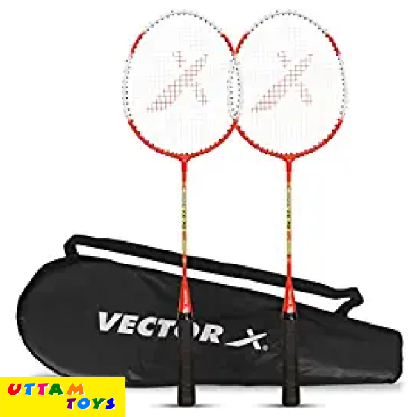 Vector X VXB-70 Badminton Racquet (2 PC Racquet + Full Cover, Red)