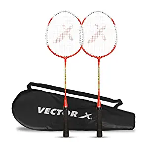 Vector X VXB-70 Badminton Racquet (2 PC Racquet + Full Cover, Red)