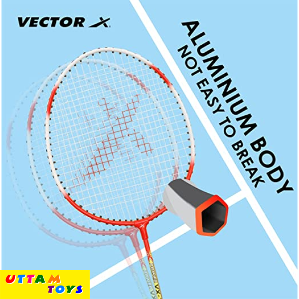 Vector X VXB-70 Badminton Racquet (2 PC Racquet + Full Cover, Red)