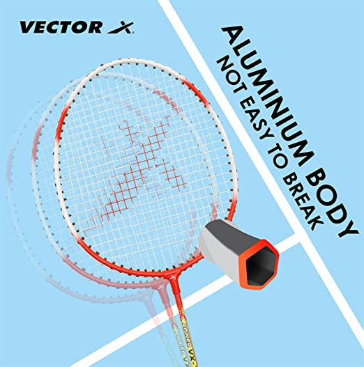 Vector X VXB-70 Badminton Racquet (2 PC Racquet + Full Cover, Red)