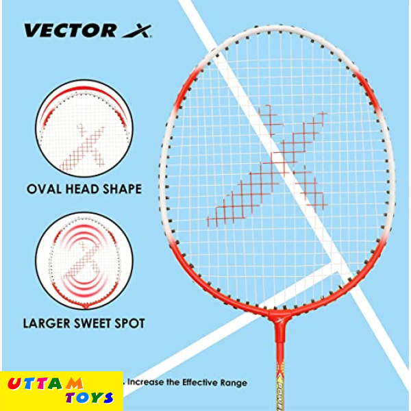 Vector X VXB-70 Badminton Racquet (2 PC Racquet + Full Cover, Red)