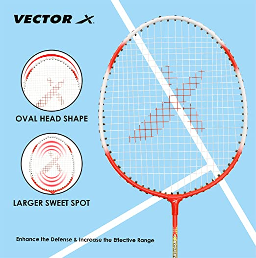 Vector X VXB-70 Badminton Racquet (2 PC Racquet + Full Cover, Red)