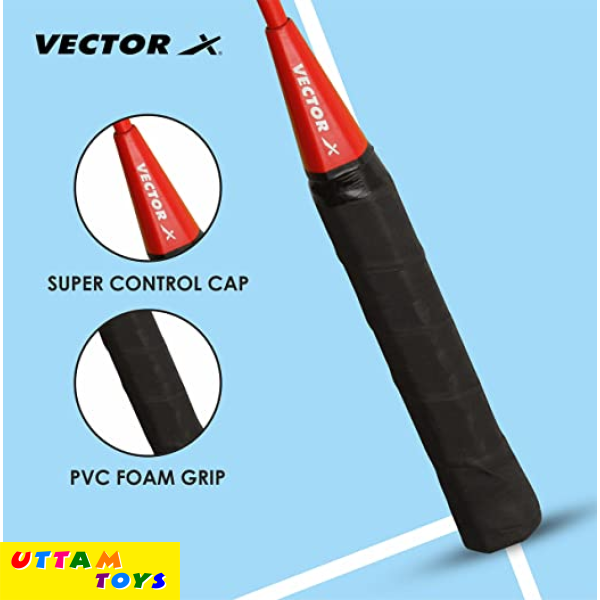 Vector X VXB-70 Badminton Racquet (2 PC Racquet + Full Cover, Red)