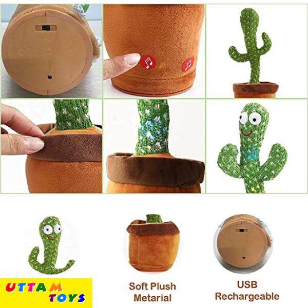 Uttam Toys Dancing Cactus Talking Plush Toy with Singing & Recording Function