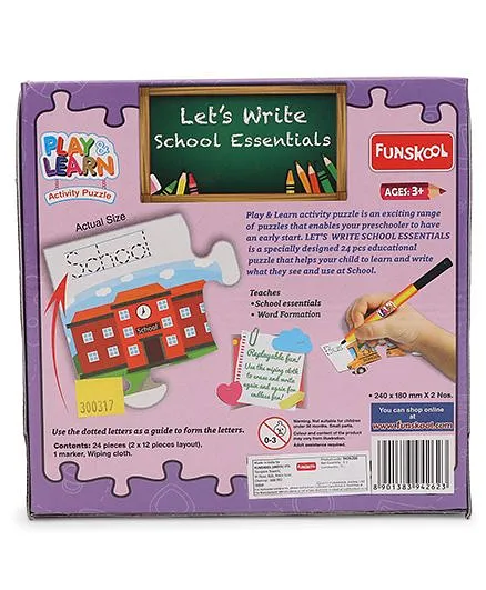 Funskool Let's Write School Essentials Puzzle Purple - 24 Pieces