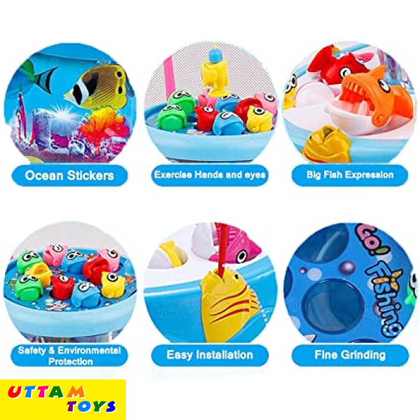 Colorful Music Fishing Game Parent-child Rotating Fishing Toy For