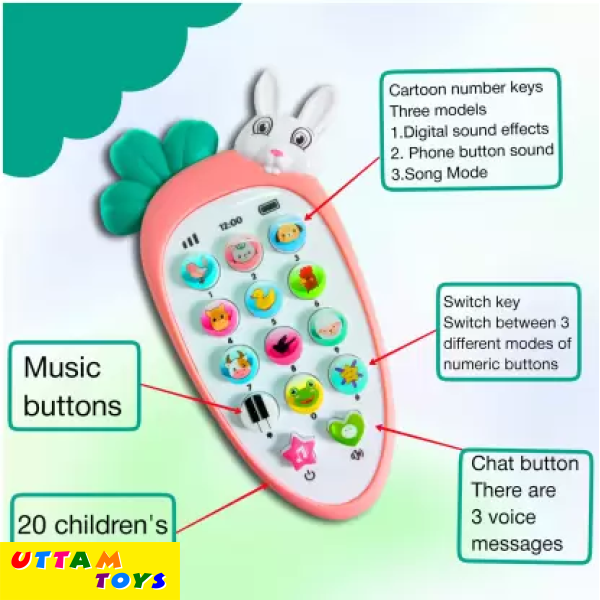 Uttam Toys Kids Musical Mobile Phone Toy with 3D Lights & Hanging Rope