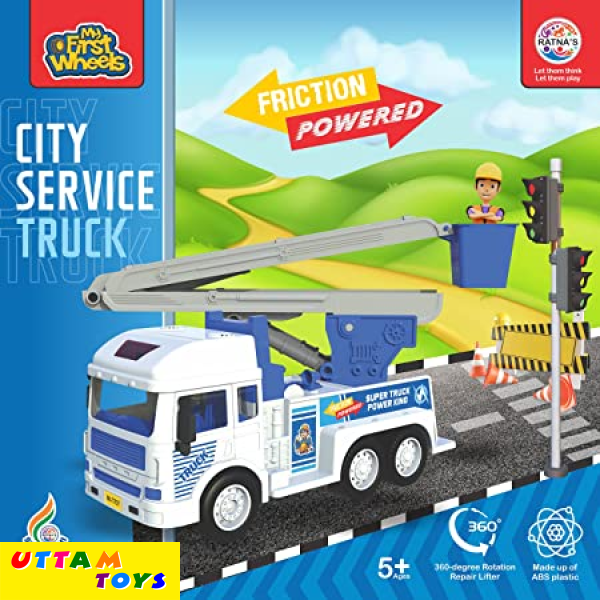 MY FIRST WHEELS City Service Truck Power King 360 Degree Rotation Repair Lifter