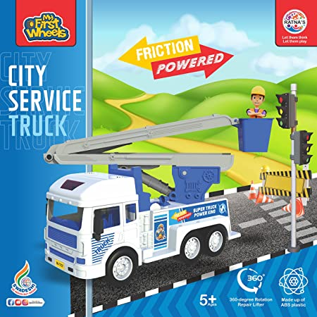 MY FIRST WHEELS City Service Truck Power King 360 Degree Rotation Repair Lifter