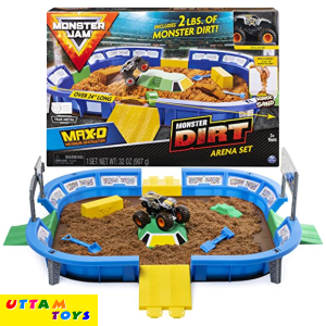 Monster Jam, Monster Dirt Arena 24-inch Playset with 2lbs of Monster Dirt and Exclusive 1:64 Scale Die-Cast Monster Jam Truck