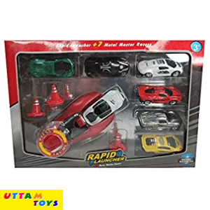 Uttam Toys Rapid car Launcher with 7 Metal Master Racer Cars