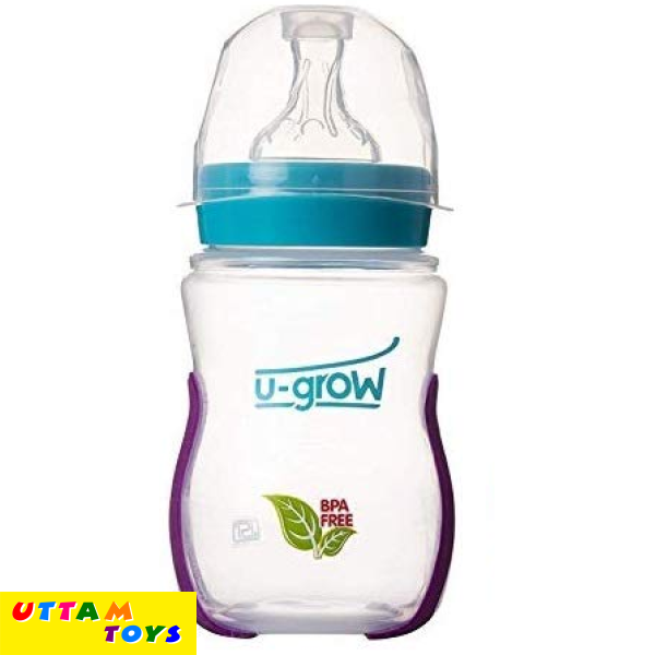 U-Grow Anti Colic Wide Neck Heat Sensitive Baby Feeding Bottle (Pack of 2), 240ML) (Turquoise & Pink)