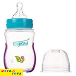 U-Grow Anti Colic Wide Neck Heat Sensitive Baby Feeding Bottle (Pack of 2), 240ML) (Turquoise & Pink)