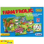 Frank Farm Frolic – 4 Puzzle Boards, 24 Animal Pieces, 1 Spinner Board, Early Learner Educational Puzzle Set with Animal Images