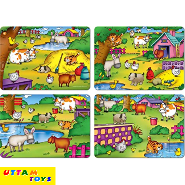 Frank Farm Frolic – 4 Puzzle Boards, 24 Animal Pieces, 1 Spinner Board, Early Learner Educational Puzzle Set with Animal Images