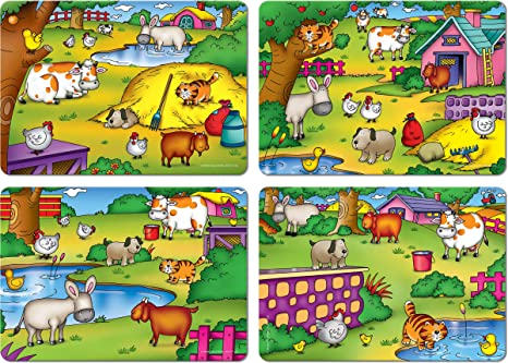 Frank Farm Frolic – 4 Puzzle Boards, 24 Animal Pieces, 1 Spinner Board, Early Learner Educational Puzzle Set with Animal Images