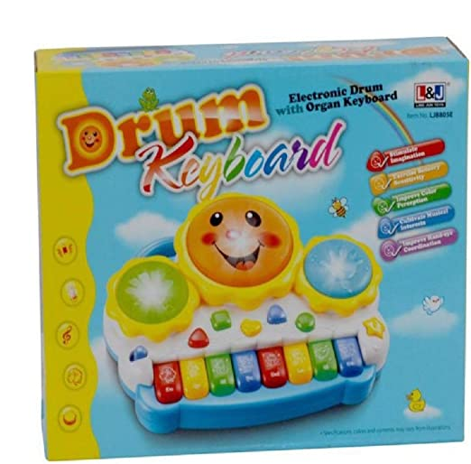 Drum Keyboard Musical Toys with Flashing Lights, Animal Sounds and Songs