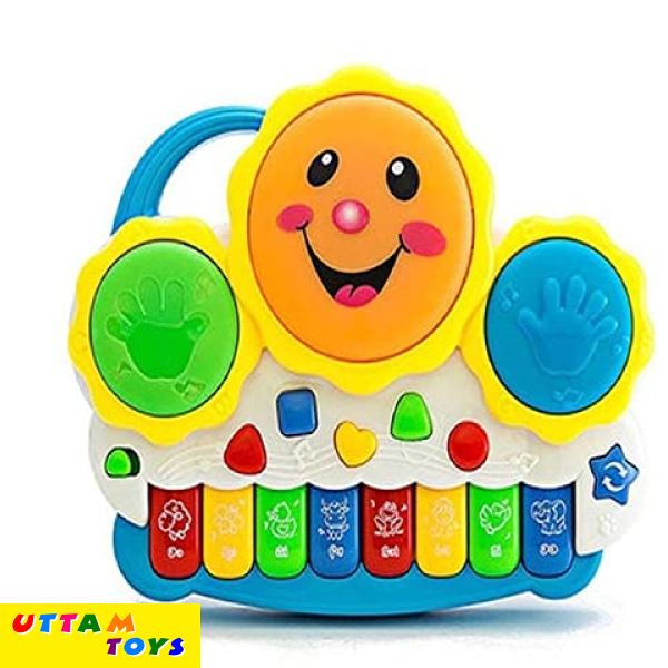 Drum Keyboard Musical Toys with Flashing Lights, Animal Sounds and Songs