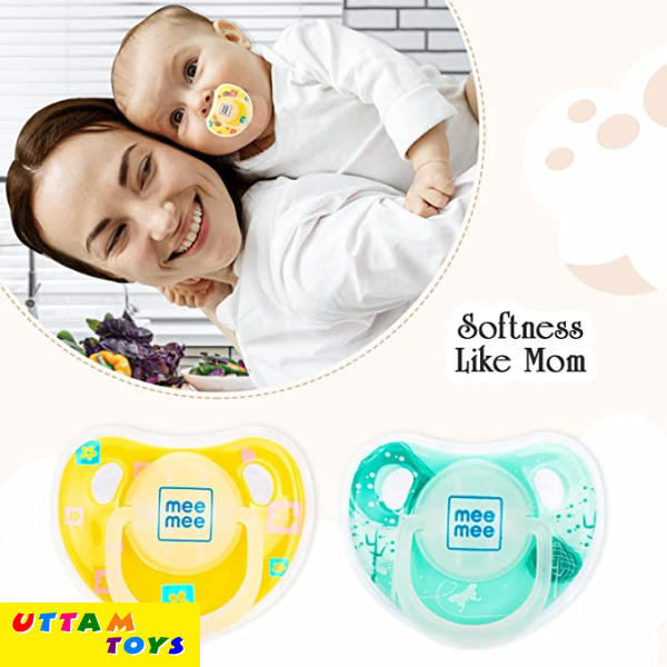 Mee Mee Baby Pacifier (Orthodontic Nipple, Yellow/Green)