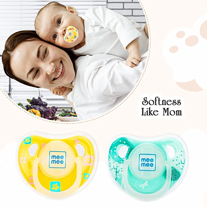 Mee Mee Baby Pacifier (Orthodontic Nipple, Yellow/Green)