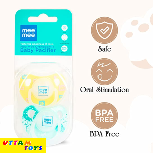 Mee Mee Baby Pacifier (Orthodontic Nipple, Yellow/Green)