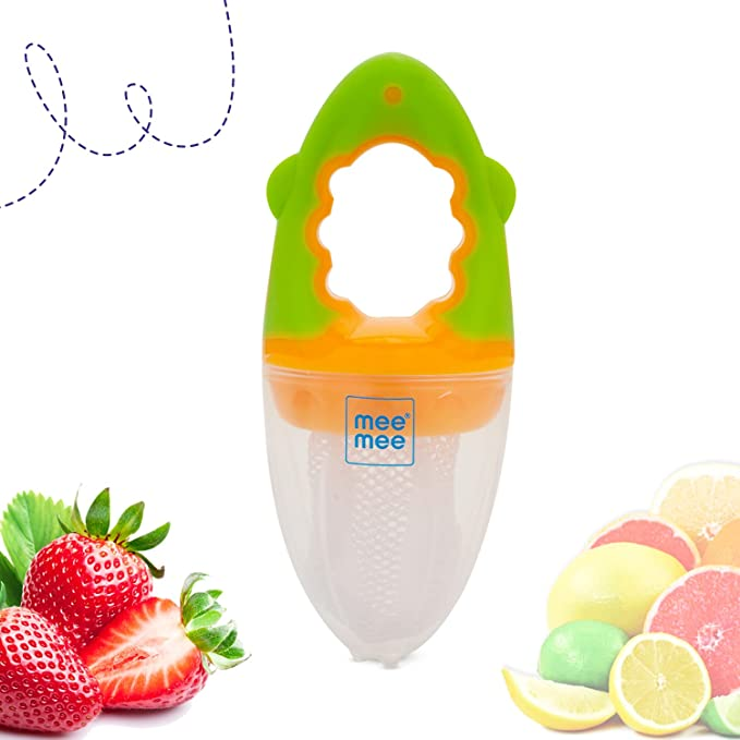 Mee Mee Fruit and Food Nutritional Feeder with Soft Mesh Sack (Orange/Green)