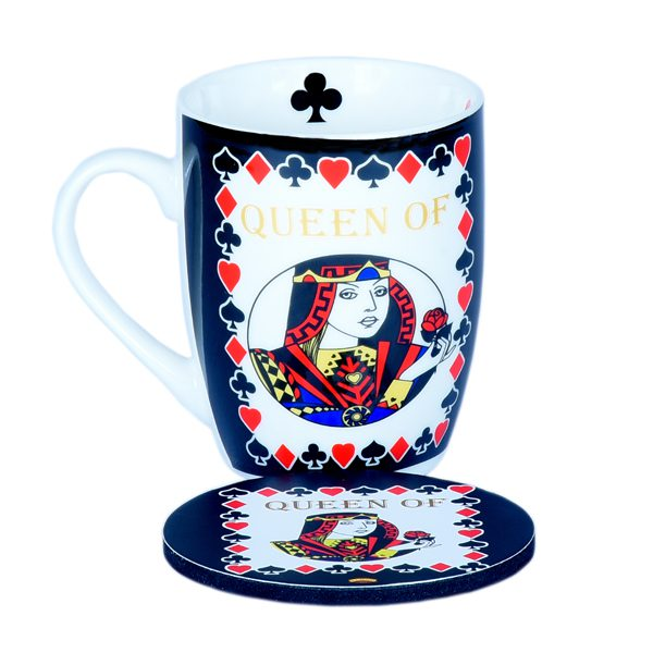 Ramson Queen Of Hearts Poker Mug 300 Ml- Free Coaster