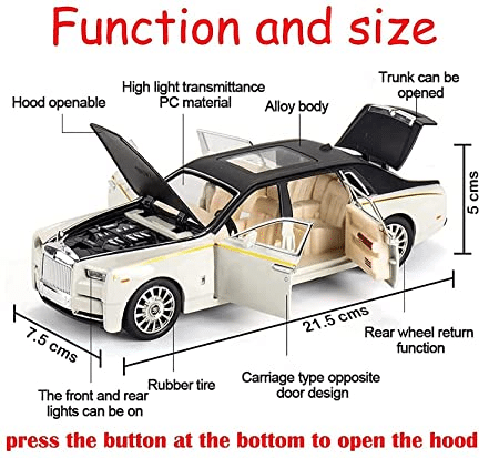 Uttam Toys Rolls Royce Phantom Diecast Metal Pullback