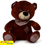 My Baby Excel Chocolate Colour Teddy bear with Muffler and Printed Ears - 30 cm (Brown)