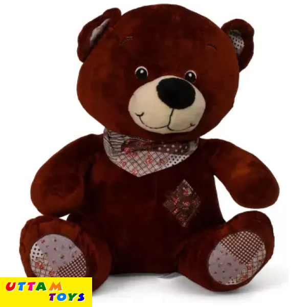 My Baby Excel Chocolate Colour Teddy bear with Muffler and Printed Ears - 30 cm (Brown)