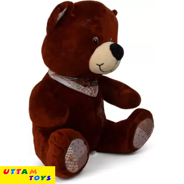 My Baby Excel Chocolate Colour Teddy bear with Muffler and Printed Ears - 30 cm (Brown)