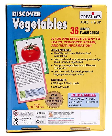 Creative's Discover Vegetables - 36 Jumbo Flash Cards