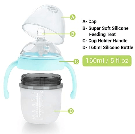 R for Rabbit First Feed Baby Silicon Feeding Bottle with Anti Colic for New Born Babies