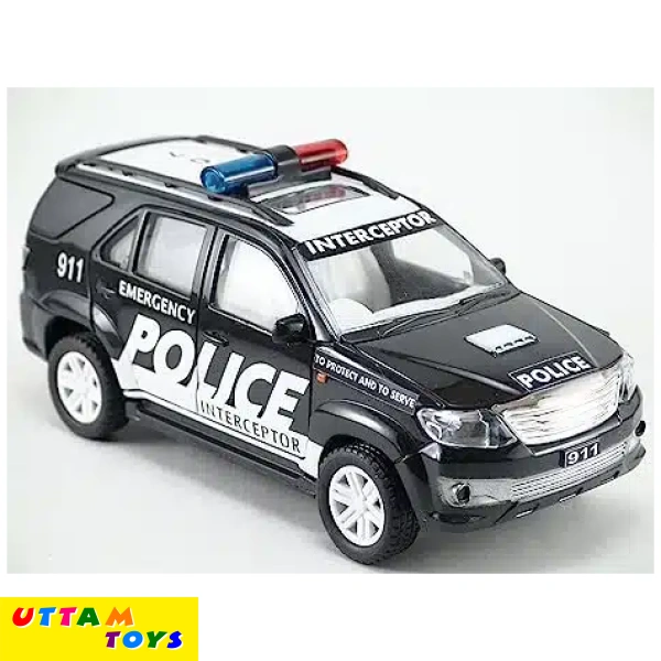 Centy Toys Plastic Police Interceptor Fortune Pull Back Car- Black