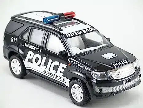 Centy Toys Plastic Police Interceptor Fortune Pull Back Car- Black