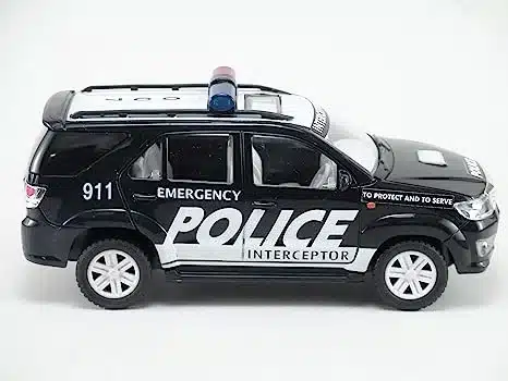 Centy Toys Plastic Police Interceptor Fortune Pull Back Car- Black