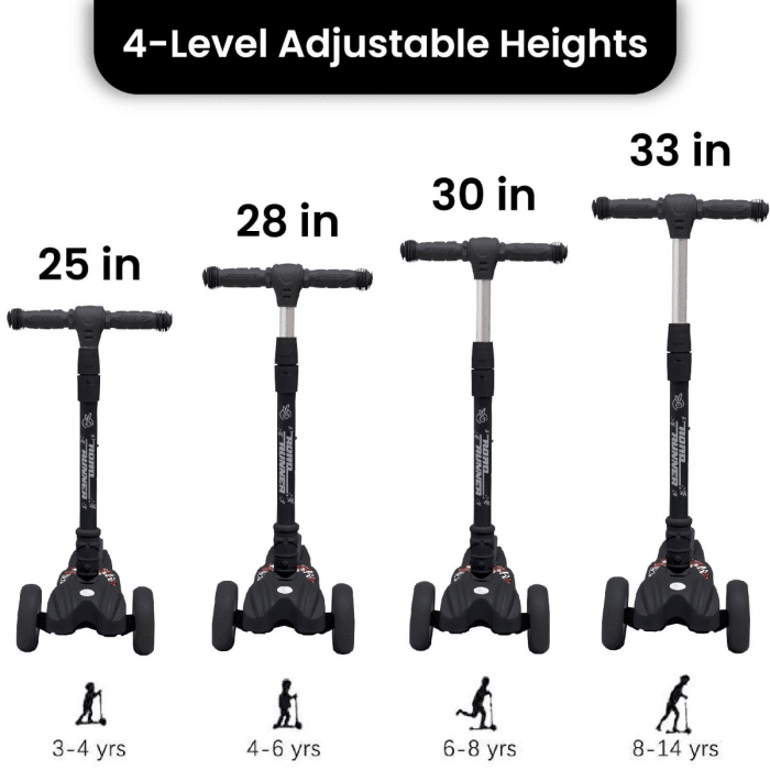 R For Rabbit Road Runner Scooter - PU LED Wheels, 4 Level Height Adjustment, Anti Slip Deck