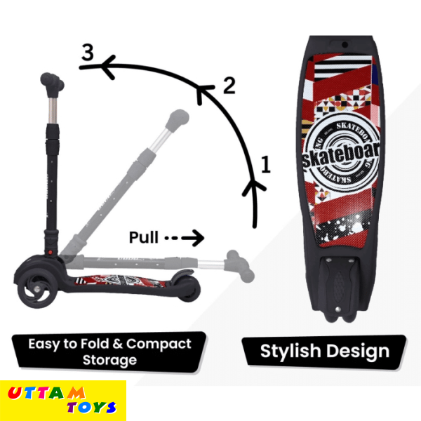 R For Rabbit Road Runner Scooter - PU LED Wheels, 4 Level Height Adjustment, Anti Slip Deck