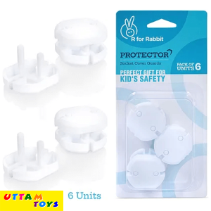 R for Rabbit Protector Socket Cover Guards Pack of 6 - White